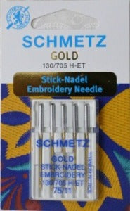 Gold Embroidery Needles 130/705 H-ET 75/11 5pack