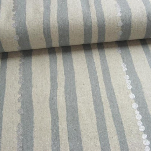 Echino Stripe Grey Silver Metallic Dots